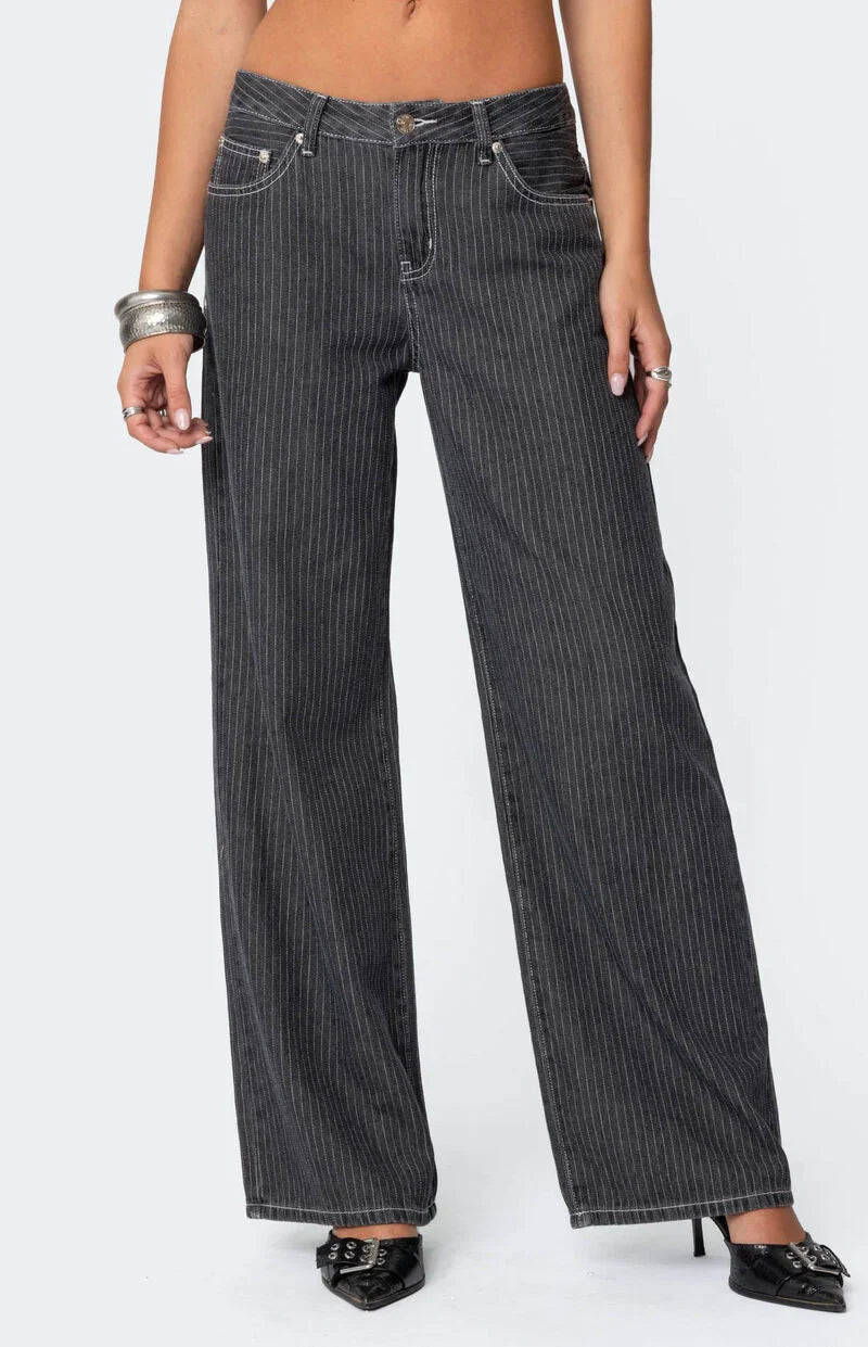 Oleva Striped Low-Rise Black detail