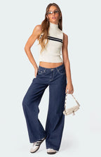 Oleva Striped Low-Rise Blue front