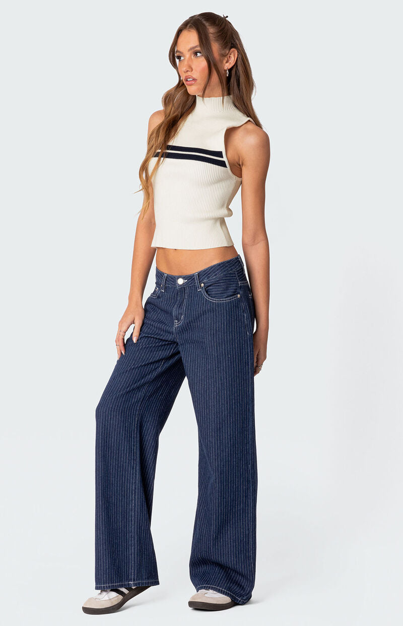Oleva Striped Low-Rise Blue side