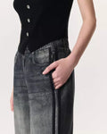 Oleva Sweat Jean Two-Stripe Black detail