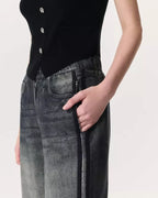 Oleva Sweat Jean Two-Stripe Black detail