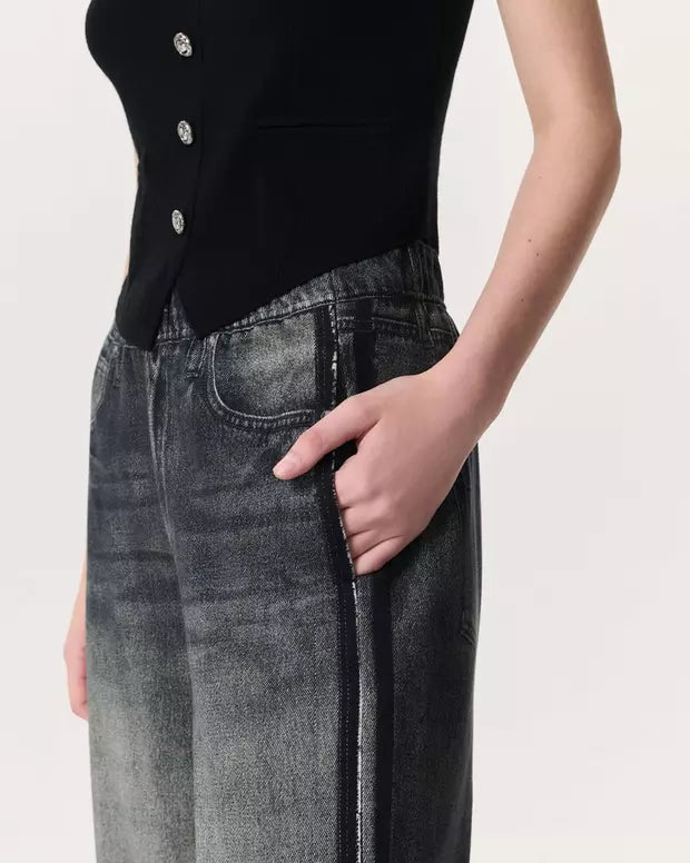 Oleva Sweat Jean Two-Stripe Black detail