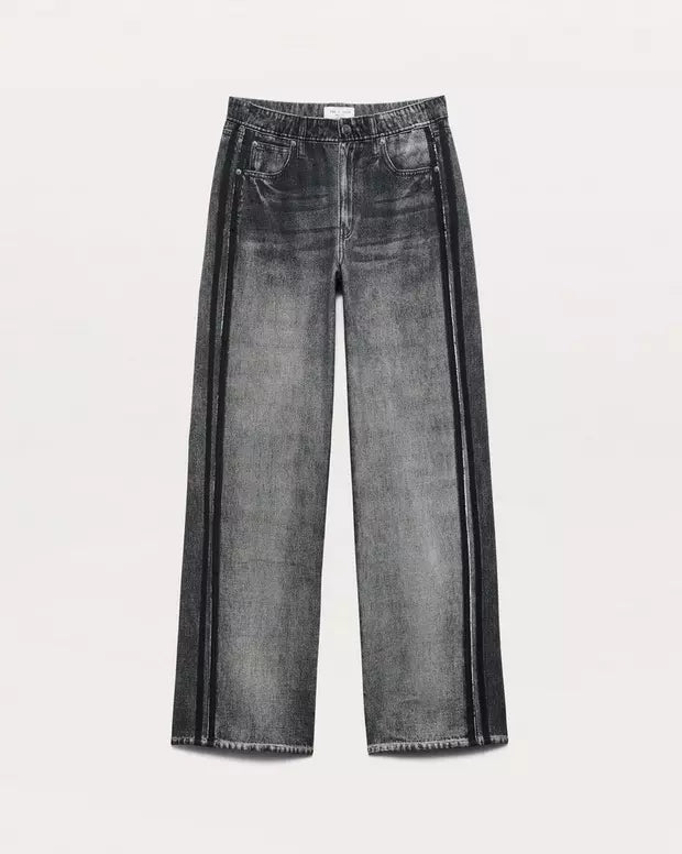 Oleva Sweat Jean Two-Stripe Black flat-lay