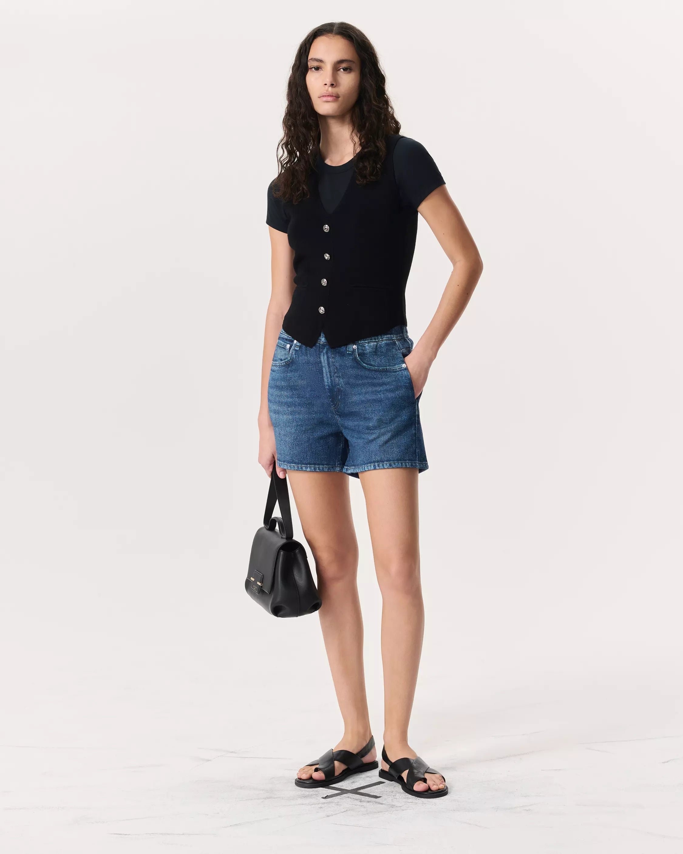 Oleva Denim Sweatshorts dark blue