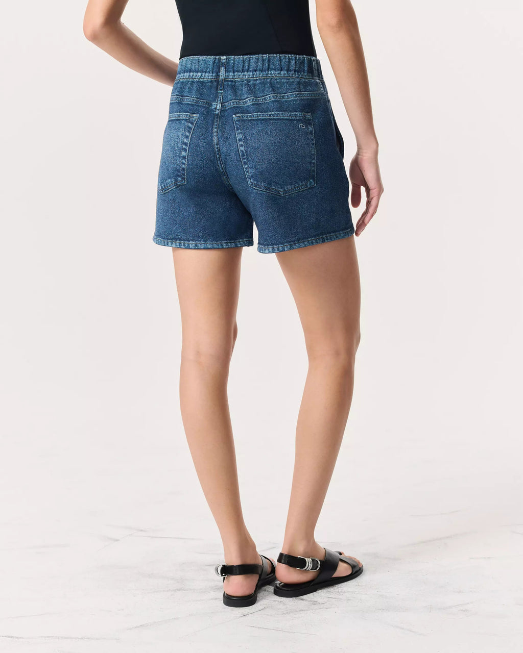 Oleva Denim Sweatshorts dark blue back